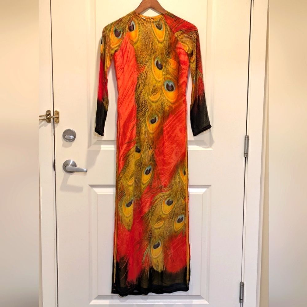 Peacock Feather Print Tunic Dress